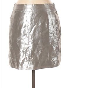 NWT J. Crew Silver Silk Skirt Size 2
